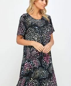 Short Length Jostar Women's Stretchy Missy Dress Short Sleeve Print- 704BN-SRP1-W300