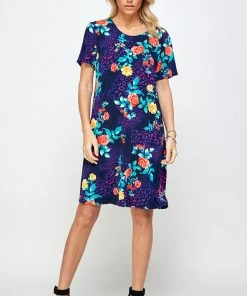 Dresses Jostar Women's Stretchy Missy Dress Short Sleeve Print- 704BN-SP-W301