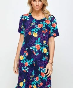 Dresses Jostar Women's Stretchy Missy Dress Short Sleeve Print- 704BN-SP-W301