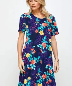 Dresses Jostar Women's Stretchy Missy Dress Short Sleeve Print- 704BN-SP-W301