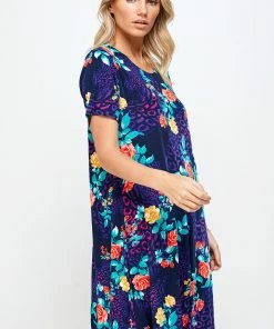 Plus Size Jostar Women's Stretchy Missy Dress Short Sleeve Print Plus, 704BN-SXP-W301