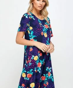 Plus Size Jostar Women's Stretchy Missy Dress Short Sleeve Print Plus, 704BN-SXP-W301