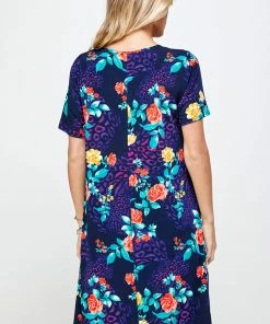 Dresses Jostar Women's Stretchy Missy Dress Short Sleeve Print- 704BN-SP-W301