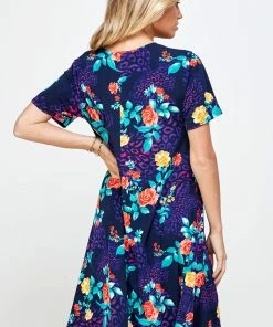 Dresses Jostar Women's Stretchy Missy Dress Short Sleeve Print- 704BN-SP-W301