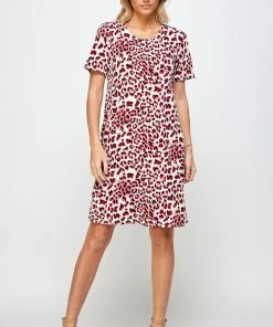 Jostar Online Jostar Women's Stretchy Missy Dress Short Sleeve Print, 704BN-SRP-W302