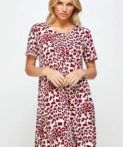 Jostar Online Jostar Women's Stretchy Missy Dress Short Sleeve Print, 704BN-SRP-W302