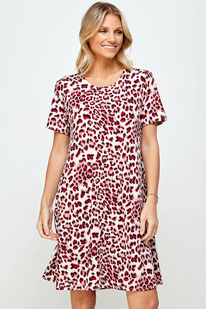 Jostar Online Jostar Women's Stretchy Missy Dress Short Sleeve Print, 704BN-SRP-W302