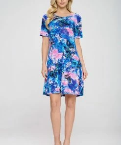 Jostar Women's Stretchy Missy Dress Short Sleeve Print Plus, 704BN-SXP-W305