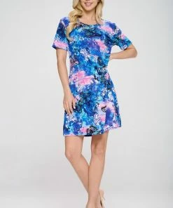 Jostar Women's Stretchy Missy Dress Short Sleeve Print Plus, 704BN-SXP-W305