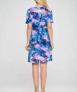 Jostar Women's Stretchy Missy Dress Short Sleeve Print Plus, 704BN-SXP-W305