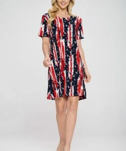 Jostar American Print Missy Dress Short Sleeve Plus-704BN-SXP-W306 Plus Size