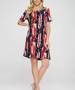 Jostar American Print Missy Dress Short Sleeve Plus-704BN-SXP-W306 Plus Size