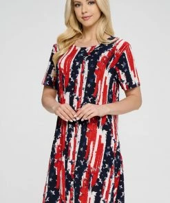 Jostar American Print Missy Dress Short Sleeve - 704BN-SP-W306 Dresses