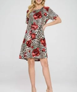 Jostar Women's Stretchy Missy Dress Short Sleeve Print- 704BN-SP-W307 Short Length