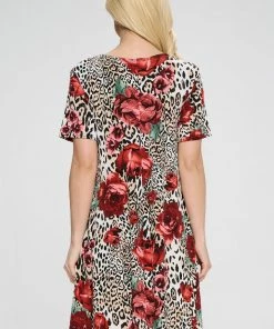 Jostar Women's Stretchy Missy Dress Short Sleeve Print- 704BN-SP-W307 Short Length