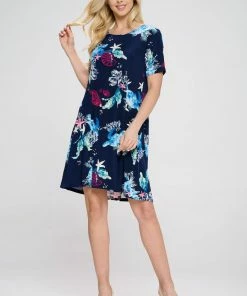 Dresses Jostar Women's Stretchy Missy Dress Short Sleeve Print- 704BN-SP-W310