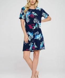 Dresses Jostar Women's Stretchy Missy Dress Short Sleeve Print- 704BN-SP-W310