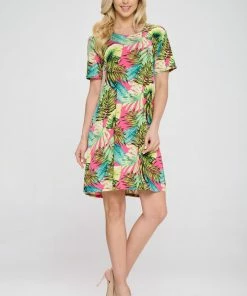 Jostar Women's Stretchy Missy Dress Short Sleeve Print- 704BN-SP-W311 Short Length