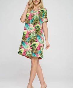 Jostar Women's Stretchy Missy Dress Short Sleeve Print Plus, 704BN-SXP-W311