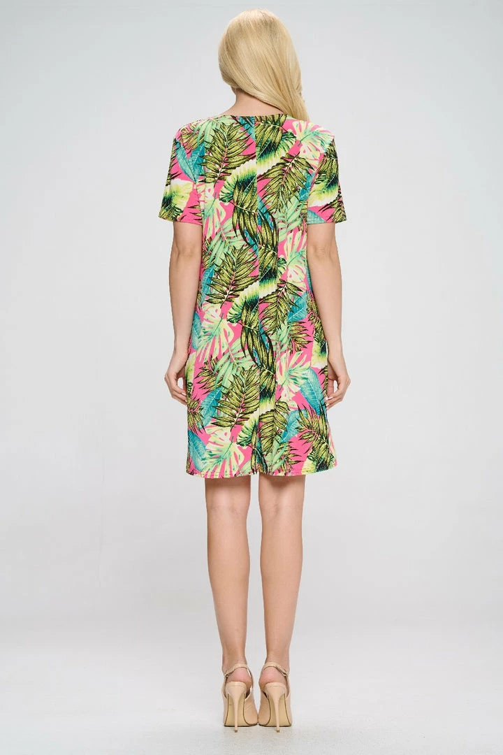 Jostar Women's Stretchy Missy Dress Short Sleeve Print- 704BN-SP-W311 Short Length