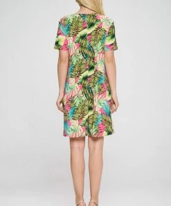 Jostar Women's Stretchy Missy Dress Short Sleeve Print Plus, 704BN-SXP-W311