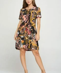 Jostar BNS Missy Dress Short Sleeve Print-704BN-SRP1-W316 Short Length