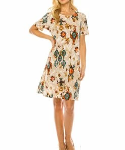 Jostar Dresses BNS Missy Dress Short Sleeve Print-704BN-SRP1-W317