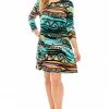 Jostar Women's Stretchy Missy Dress Quarter Sleeve Print-704BN-QRP1-W194