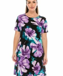 Jostar Women's Stretchy Missy Dress Short Sleeve Print, 704BN-SP-W050