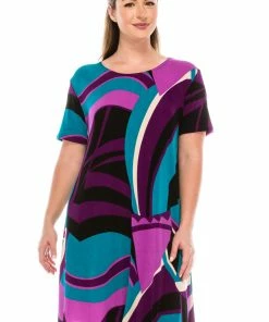 Jostar Women's Stretchy Missy Dress Short Sleeve Print-704BN-SRP1-W077