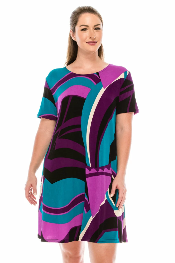 Jostar Women's Stretchy Missy Dress Short Sleeve Print-704BN-SRP1-W077