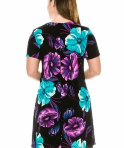 Plus Size Jostar Women's Stretchy Missy Dress Short Sleeve Print Plus, 704BN-SXP1-W099