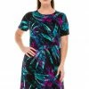 Jostar Women's Stretchy Missy Dress Short Sleeve Print Plus, 704BN-SXP-W101