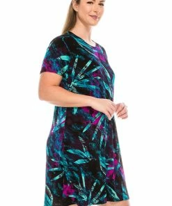 Jostar Women's Stretchy Missy Dress Short Sleeve Print Plus, 704BN-SXP-W101