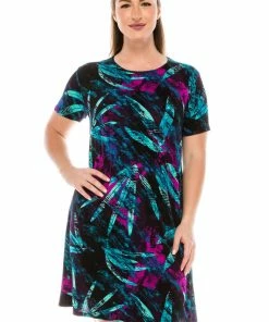 Short Length Jostar Women's Stretchy Missy Dress Short Sleeve Print-704BN-SRP1-W101