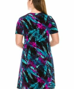 Jostar Women's Stretchy Missy Dress Short Sleeve Print Plus, 704BN-SXP-W101