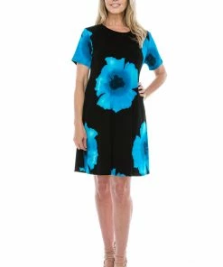 Jostar Women's Stretchy Missy Dress Short Sleeve Print Plus, 704BN-SXP-W113 Plus Size