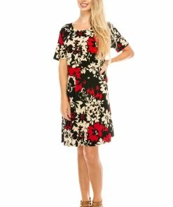Jostar Women's Stretchy Missy Dress Short Sleeve Print-704BN-SRP1-W161 Short Length