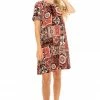 Jostar Women's Stretchy Missy Dress Short Sleeve Print-704BN-SRP1-W166 Short Length