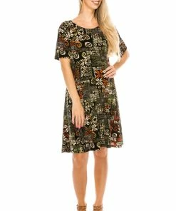 Short Length Jostar Women's Stretchy Missy Dress Short Sleeve Print-704BN-SRP1-W167