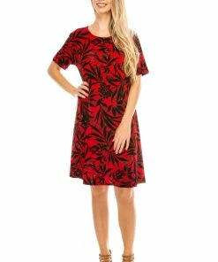 Jostar Women's Stretchy Missy Dress Short Sleeve Print-704BN-SRP1-W173 Dresses