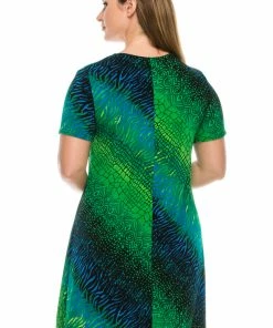 Dresses Jostar Women's Stretchy Missy Dress Short Sleeve Print Plus, 704BN-SXP-W182