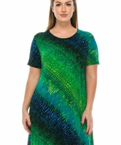 Dresses Jostar Women's Stretchy Missy Dress Short Sleeve Print Plus, 704BN-SXP-W182