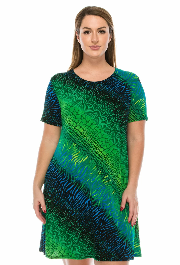 Dresses Jostar Women's Stretchy Missy Dress Short Sleeve Print Plus, 704BN-SXP-W182