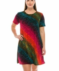 Dresses Jostar Women's Stretchy Missy Dress Short Sleeve Print Plus, 704BN-SXP-W182