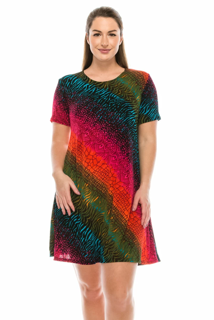 Dresses Jostar Women's Stretchy Missy Dress Short Sleeve Print Plus, 704BN-SXP-W182