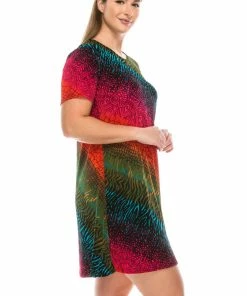 Dresses Jostar Women's Stretchy Missy Dress Short Sleeve Print Plus, 704BN-SXP-W182