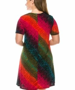 Dresses Jostar Women's Stretchy Missy Dress Short Sleeve Print Plus, 704BN-SXP-W182