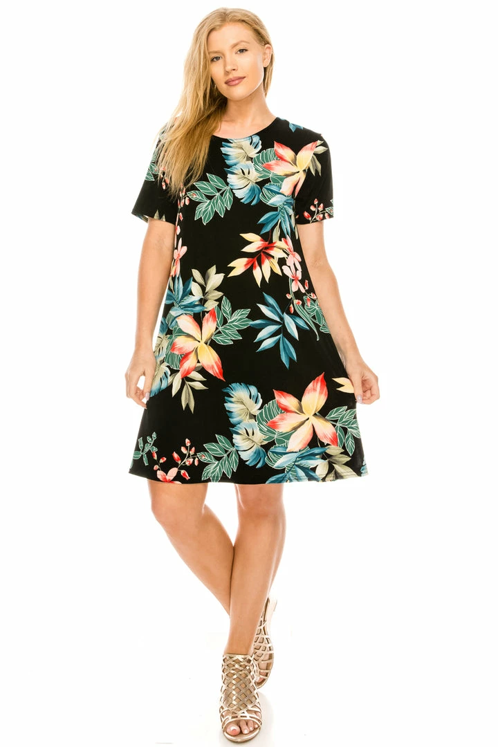 Jostar Women's Stretchy Missy Dress Short Sleeve Print Plus, 704BN-SXP-W189 Plus Size