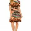 Jostar Women's Stretchy Missy Dress Short Sleeve Print, 704BN-SP-W194